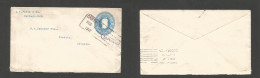 COSTA RICA. 1912 (Feb 1) Cartago - Germany, Stettin. 10c Blue Embose Stat Env, Boxed Cachet + Stline Transito. Reverse T - Costa Rica