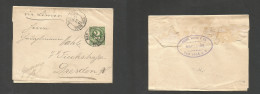 COSTA RICA. 1891 (16 March) San Jose - Germany, Dresden Via Limon 2c Green Complete Stat Wrapper, Cds. VF Used. SALE. - Costa Rica