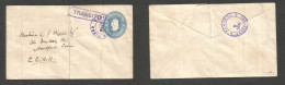 COSTA RICA. 1924 (2 Dec) Cartago - USA, Hartford, Conn 10c Light Blue Embossed Stat Env, Violet Cds + "transito" Box. Re - Costa Rica