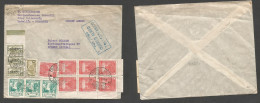 COLOMBIA. 1949 (18 Oct) Medellin - Switzerland, Luzern. Air Multifkd Env. Fine Combination Mixed Usages 89c, Tied Cds +  - Colombia