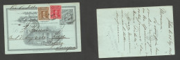 CHILE - Stationery. 1908 (28 Sept) Talca - Belgium, Liege. 1c Grey Illustr Stat Card + 2 Adtl, Tied Cds Via Codillera. F - Chile