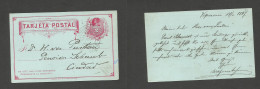 CHILE - Stationery. 1897 (17 Feb) Valp Local 2c Red Stat Card Usage. Conduccion Gratuita Cachet + "3" Box District Valp. - Chili