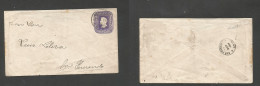 CHILE - Stationery. 1889 (20 Nov) Stgo - San Fernando (24 Nov) 5c Purple Stat Envelope, Paper With Watermark Lines At 20 - Chili