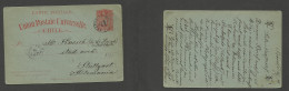 CHILE - Stationery. 1888 (16 Jan) Osorno - Germany, Stuttgart (31 March) 3c Red / Greenish Stat Card, Small Early Cds Ty - Cile