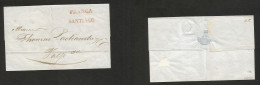 CHILE. 1846 (29 June) Stgo - Valp. E. Stline "FRANCIA" + "SANTIAGO" VF Item Condition. SALE. - Chili