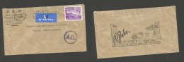 BC - Mauritius. 1956 (12 Jan) Port Louis - Switzerland, Wohlen. Single 35c Fkd Air Envelope + "A.O" Cachet Rolling Cds.  - Other & Unclassified