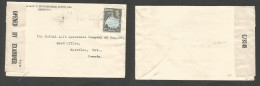 BC - Bermuda. 1944 (27 Apr) GPO - Canada, Waterloo, ONT. 2 1/2d Fkd Env + Depart Censor Label, Slogan Cachet. SALE. - Sonstige & Ohne Zuordnung