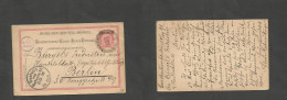 AUSTRIAN Levant. 1898 (10 Oct) Constantinople - Germany, Berlin (13 Oct) 20p Ovptd 54 Red Stat Card. SALE. - Other & Unclassified