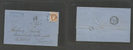 AUSTRIA. 1872 (30 Jan) Triest - Venezia (31 Jan) EL With Contains Fkd 15k Brown, Oval Ds. VF. SALE. - Other & Unclassified