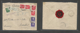 Italy - XX. 1933 (6 Nov) Napoli - Switzerland, Rosenthal. Perfin. Credito Italiano. Miultifkd Registered Envelope. VF. S - Ohne Zuordnung