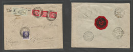 Italy - XX. 1934 (5 July) Napoli - Switzerland, Rosenthal (7 July) Registered Multifkd Perfin CI Envelope. SALE. - Ohne Zuordnung