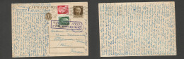 ITALY - Stationery. 1940 (1 July) Rome - France, Villefranche 30c Brown Stat Card + Adtls, Tied Rolling Cachet + Censore - Non Classés