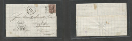 ITALY. 1877 (24 Febr) Isola Dei Lira - Switzerland, Zullis (27 Febr) EL With Text Fkd 30c Brown Tied Dots Nr. VF. SALE. - Unclassified