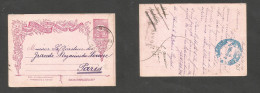 IRAQ. 1902 (10 Apr) Turkish PO Baghdad - France, Paris (5 May) 20p Red /pink Stat Card, Neat Bilingual Cds. Long Trip Ti - Irak