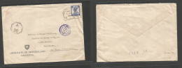 INDIA. 1943 (25 Nov) Calcutta - Egypt, Kasr El Nil. Swiss Consular Fkd Env, At 3 1/2a Rate, Arrival Censor Cachet. Fine  - Other & Unclassified