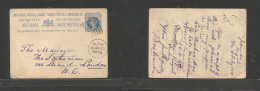 INDIA. 1880 (21 Feb) Jullunder, Punjah - London, WC, England. 1 1/2a Blue Stat Card. Reverse Transited + Bombay On Front - Altri & Non Classificati