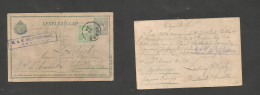 HUNGARY. 1915 (26 Dec) Verbo - USA, Ohio, Chillicte 5f Green Stat Card + Adtl. WWI Censor Zsolna Cachet, Cds. Better War - Autres & Non Classés