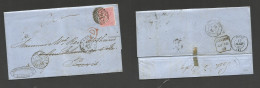 GREAT BRITAIN. 1859 (15 Aug) London - France, Port Vendres (17 Aug) EL Full Text Fkd 4d Pale Rose, Tied "17" Grill. Fine - Otros & Sin Clasificación