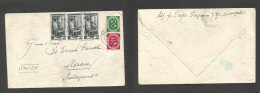 GERMANY - XX. 1953 (19 Sept) Koln - Italy, Meran. Posthorn Issue Multifkd Env + Poste Restante + Italian X35 Lire Genera - Other & Unclassified