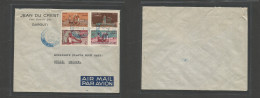 FRC - Somali Coast. 1954 (12 Apr) Djibouti - Switzerland, Rolle. Multifkd Airmail Env, Blue Cds. VF. SALE. - Other & Unclassified