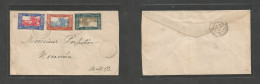 FRC - New Caledonia. 1943 (8 Aug) Ponebo - Noumea (14 Aug) Tricolor Multifkd Local Envelope, Tied Cds + Arrival Cachet.  - Other & Unclassified