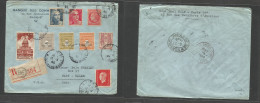 FRANCE - XX. 1946 (15 April) Paris - USA, Ohio, West Salem (29 May) Registered Multifkd Mixed Issues Envelope Incl Maria - Autres & Non Classés