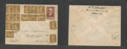 FRANCE - XX. 1938 (22 Nov) Paris - Sweden, Stockholm. Semeuse + Mixed Multifkd Env, Tied Rolling Cds. VF Lovely Multiple - Other & Unclassified