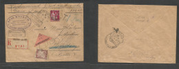 FRANCE - XX. 1933 (1 Aug) Chateau Salins - Brulange, Moselle. Registered Insured Reimbonsement 134,65 Fr + Taxed P. Due  - Sonstige & Ohne Zuordnung