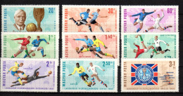 Hungary 1966 Football Soccer World Cup Set Of 9 MNH - 1966 – Angleterre