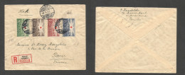 FINLAND. 1939 (9 May) Helsinki - France, Paris. Red Cross Multifkd Registered Envelope. Fine Used. SALE. - Other & Unclassified