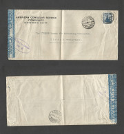 EGYPT. 1916 (19 June) WWI. American Consulate. Alexandria - Switzerland, Zurich (9 July) Fkd Legal Envelope + Censor Lab - Sonstige & Ohne Zuordnung