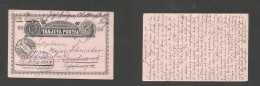 ECUADOR. 1894 (17 Dec) Guayaquil - Germany, Dresden (15 Jan 95) 3c Black / Pink Stat Card. Via Panama. Fwded. Scarce Ear - Ecuador