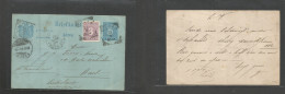 DUTCH INDIES. 1894 (21 Sept) Medan - Switzerland, Basel (20 Oct) 5c Blue + Adtl Stat Card, Cds + French Octogonal Pqbt N - Netherlands Indies