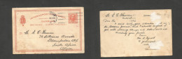 DENMARK. 1912 (14 Oct) Cph - South Africa, Bloemfontein, OFS. 10 Ore Red Stat Card. Fine Used + Dest. SALE. - Other & Unclassified