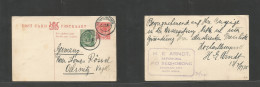 SOUTH AFRICA. 1925 (13 July) Griqualand EAST, Seqhobong - Germany, Odsnitz, Vogel. 1d Red Stat Card + 1/2d Green Adtl, T - Other & Unclassified