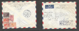 SAUDI ARABIA. 1964 (7 Jan) Djeddah - London, England. Registered Reverse Multifkd Envelope. Most Colorful + R-cachet On  - Saudi Arabia