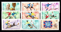 Hungary 1966 Football Soccer World Cup Set Of 9 Imperf. MNH -scarce- - 1966 – Inghilterra