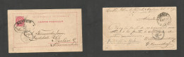 PORTUGAL-AZORES. 1888 (28 Aug) Horta, Fayal Island - Germany, Berlin (12 Oct) 20r Rose Ovptd Stat Card, Oval Cachet + Ar - Autres & Non Classés