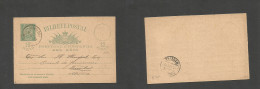 PORTUGAL-ANGRA. 1893 (30 July) Angra Do Heroismo - Funchal (6 Aug) Doble Stat Card, Used On Way Out. Arrival Cds. 10rs G - Andere & Zonder Classificatie