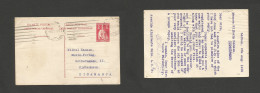 PORTUGAL - Stationery. 1915 (9 Aug) Lisboa - Denmark, Cph. 2c Red Ceres Issue Stat Card, Rolling Cachet + Dest. SALE. - Andere & Zonder Classificatie