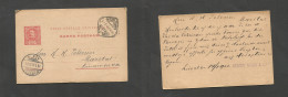 PORTUGAL - Stationery. 1901 (14 Jan) Lisboa - Denmark, Marstal (19 Jan) 25rs Rd Monchon Stat Card. Better Usage. SALE. - Other & Unclassified