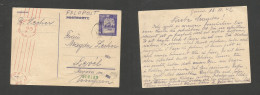 POLAND. 1942 (18 Nov) Polish Lithuania. Gomel - Level, Hungary. Rg Lilac Stat Card, German Nazi Censor + Cachet. Feldpos - Other & Unclassified