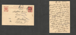 POLAND. 1913 (6 Oct) Rusian PO. CHOLIM - Krakow 4k Red Stat Card, Cds. Written In Jewish. Nice Condition. SALE. - Altri & Non Classificati