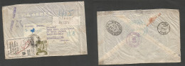 PERU. 1947 (23 Aug) Lima - South Africa, Joburg Via Miami - NYC. Registered Air Multifkd Envelope At 0,95 Sol Rate. Fine - Peru