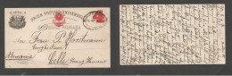 PERU. 1890 (16 May) Lima - Germany, Elle. 4c Red / Black Stat Card, Oval Ds. Fine Used. SALE. - Pérou