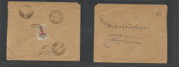 PERSIA. 1923 (30 May) Teheran - Bouchir "Controle" Ovptd Issue. Reverse Single 6ch Fkd Env, Tied Cds + Transited. Fine.  - Iran