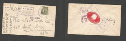 PANAMA. 1930 (14 May) Colon - USA, SF, CA (22-26 May) Registered Single 12c Fkd Env. Reverse Official Seal Red Label, Ti - Panama
