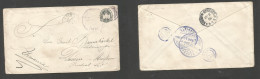 NICARAGUA. 1896 (Ene 18) Jinoteca - Germany, Dresden (15 Febr) 10c Green Embossed Stat Envelope, Cancelled Cds Via Corin - Nicaragua