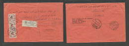 LIBIA. 1954 (23 June) Tripoli - Switzerland, Geneva (25 June) Red Cross Mail. Registered Multifkd Env. VF. SALE. - Libya