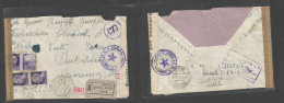 Italy - XX. 1944 (13 March) Como - Germany, Nechar. Registered Mail Censored Multifkd Env. SALE. - Unclassified